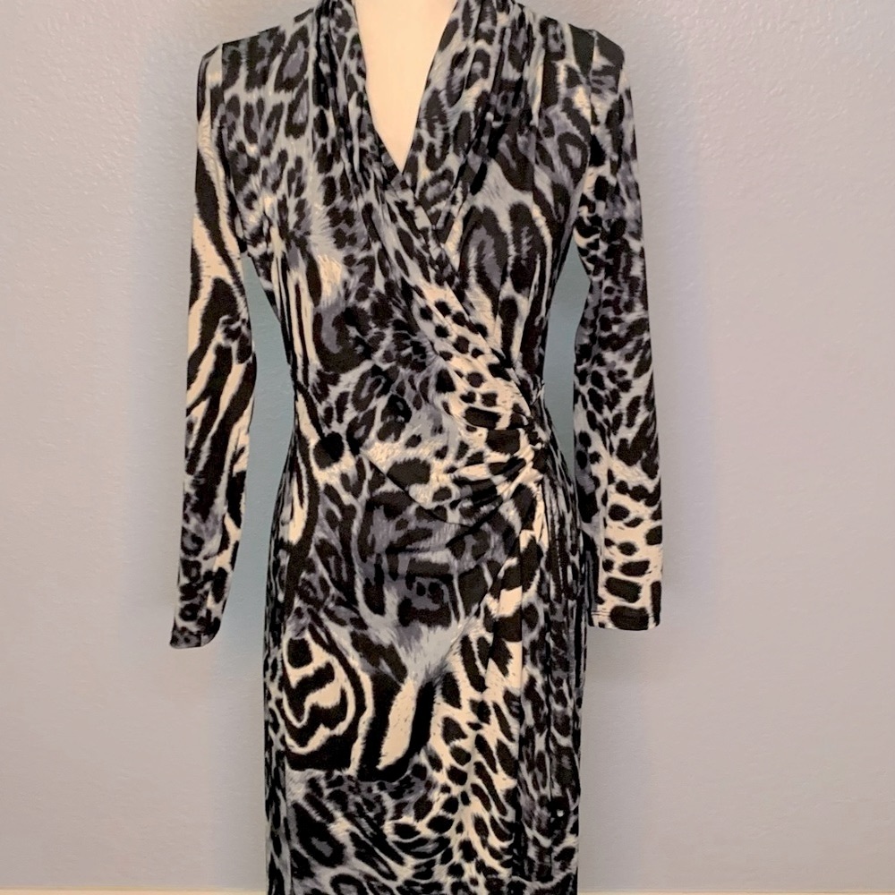 Leopard faux wrap dress
